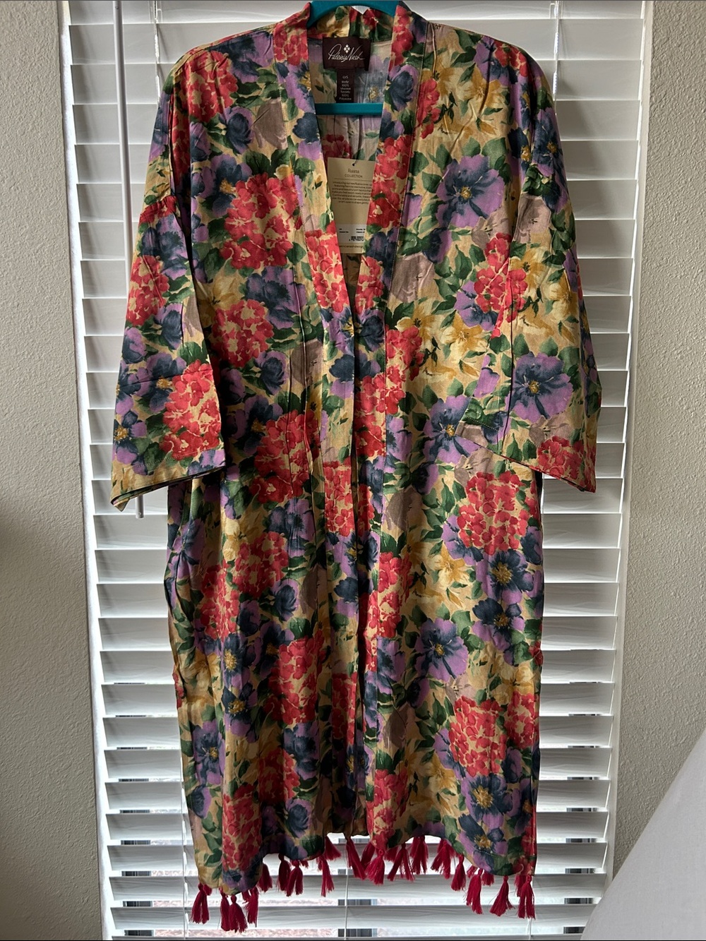 NWT Patricia Nash Floral Ruana Cover-Up Duster with Tassels One Size